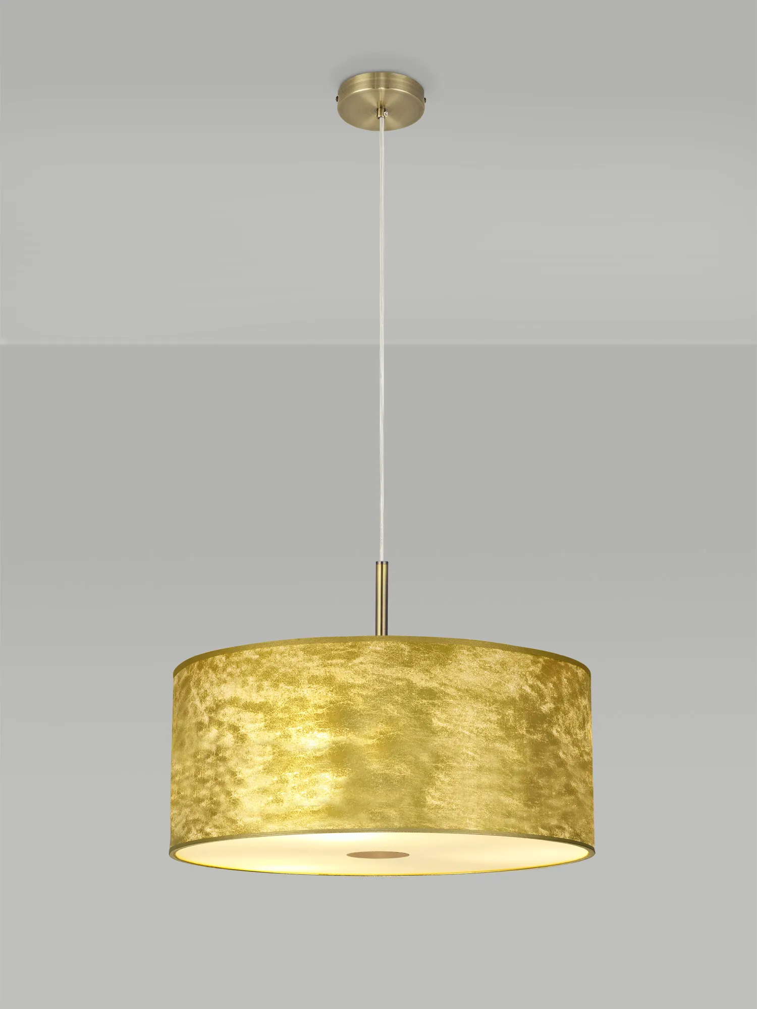 Baymont 50cm 5 Light Pendant Antique Brass, Gold Leaf, Frosted Diffuser DK0852  Deco Baymont AB GL